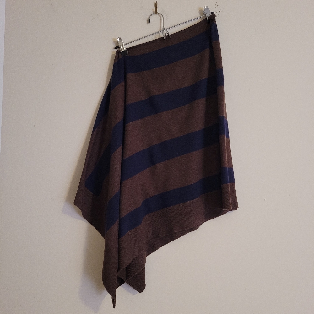 NWOT Kerisma Poncho Cape Asymmetrical Striped Blue Brown